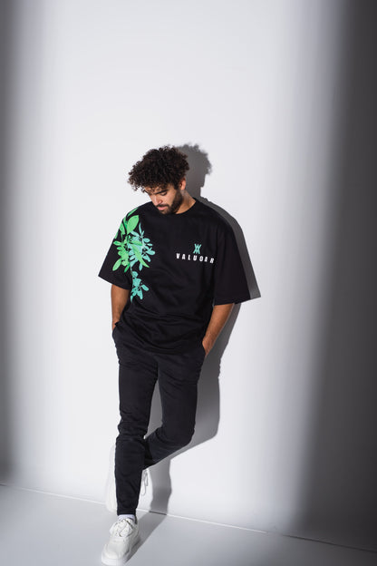V1 T-Shirt in night black/emerald green