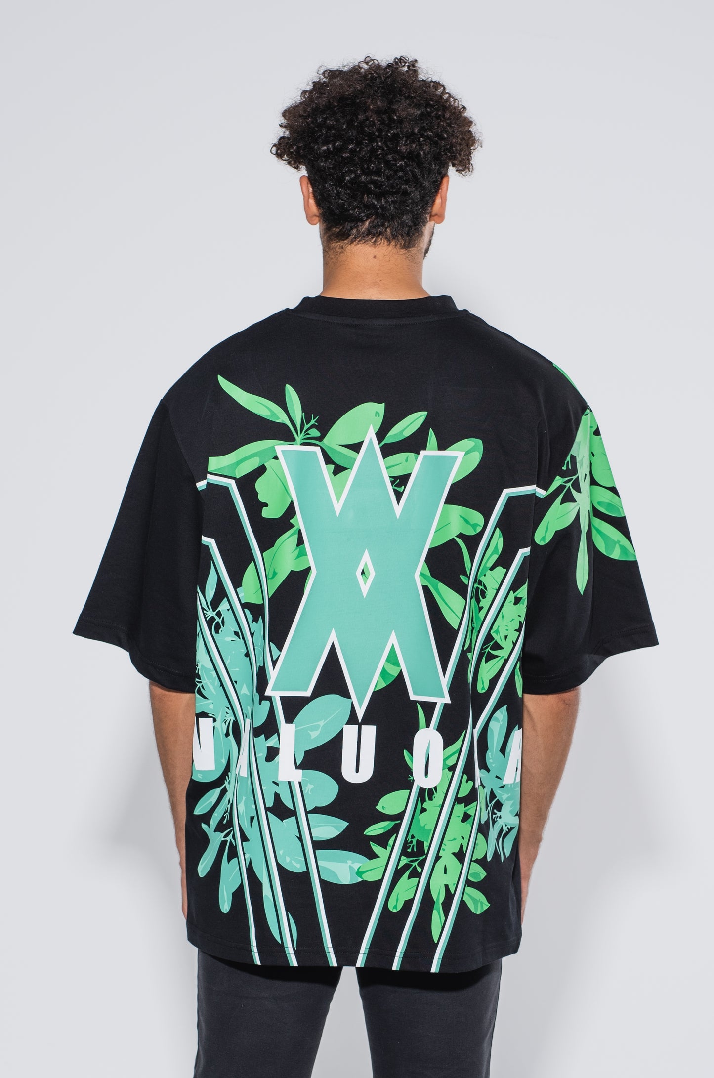 V1 T-Shirt in night black/emerald green